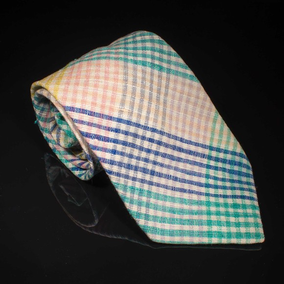 Brooks Brothers Cotton/Silk Blend Tie White Multicolor Mens Designer Necktie - Picture 2 of 5